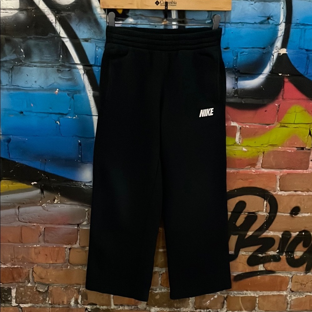 NIKE-boy’s black cotton blend drawstring stretch-waistband jogger/sweatpants